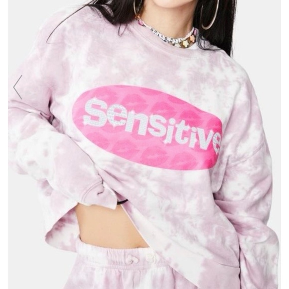 NWOT BSR By Samii Ryan Sensitive Tie Dye Crop Sweatshirt